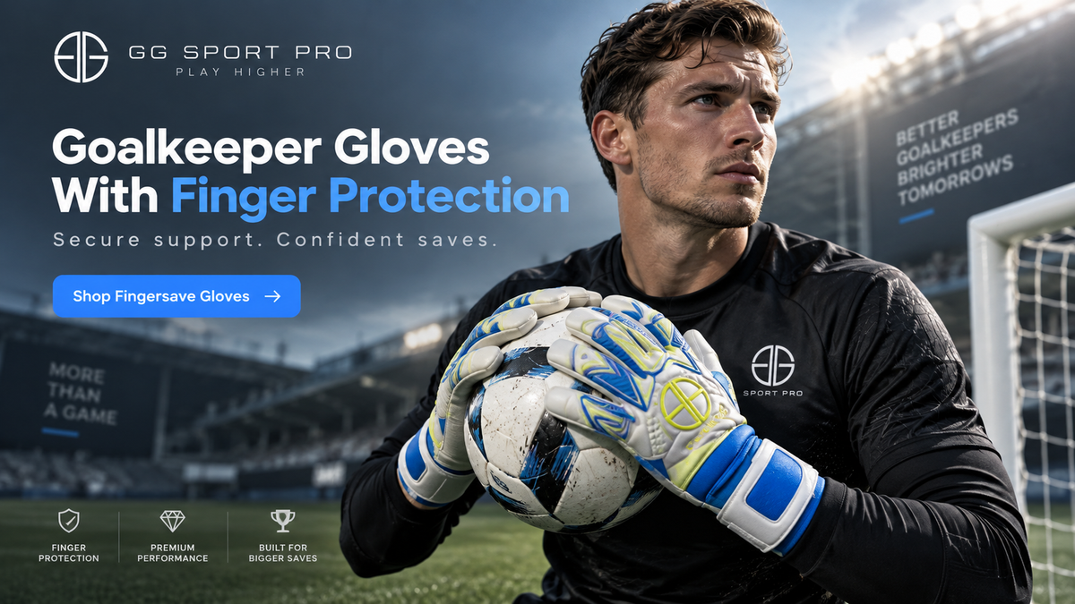 Goalkeeper wearing finger protection goalkeeper gloves in a football stadium | Ggsprotspro