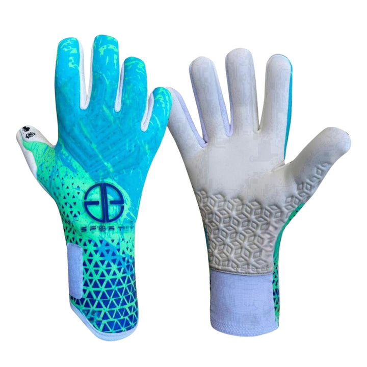 GG GoalKeeper white & blue gloves 3D rubber punch zone airprene breathable gusset for kids boys children