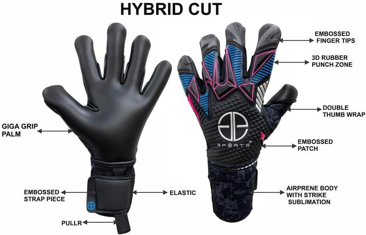 Hybrid Cut & 3D Punch Zone Youth Football Gloves with Airprene Body, Sublimation Texture & Anti-Slip Wrist for Kids & Adults, Boys & Girls