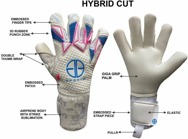 Hybrid Cut & 3D Punch Zone Youth Football Gloves with Airprene Body, Sublimation Texture & Anti-Slip Wrist for Kids & Adults, Boys & Girls